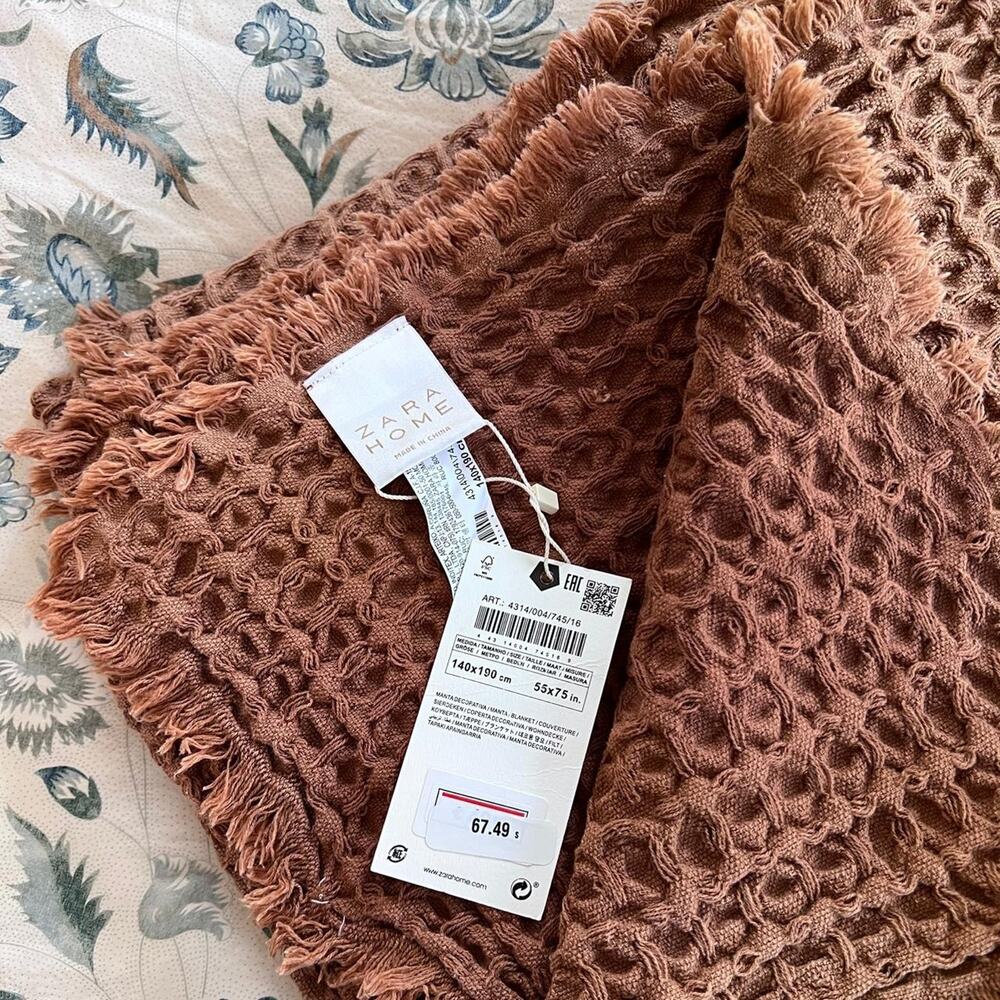Zara home waffle throw blanket
